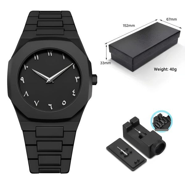 Arabic Dial Black Aura Arabic Watch For Men – Trendy Fiber Plastic Timepiece