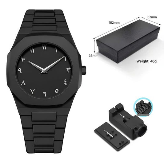 Arabic Dial Black Aura Arabic Watch For Men – Trendy Fiber Plastic Timepiece