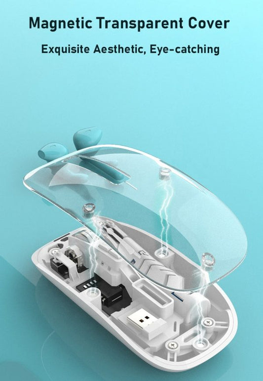 M-10a transparent Wireless + Bluetooth Dual Mode Rechargeable Mouse | Wireless Transparent Computer Mouse (random Color)